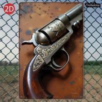 True Mans Toys Western Revolver Metal Sign 8x12 Inch Vintage Rustic 2D Flat Wall Decor Art 20X30CM
