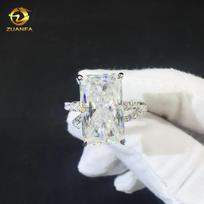 Custom Hidden Halo Elegant Luxury IGI 14k White Gold Bridal 5ct Big Size Radiant Lab Grown CVD Diamond Engagement Band Ring Set around 5.0ct&5