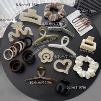 65-Piece Resin Simple Shark Grab Clip Korean Summer Bath Plate Handmade High Elasticity Hair Accessories Set