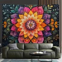 Colorful Mandala Tapestry, Vibrant Floral Bohemian Print Wall Hanging for Bedroom Dorm Living Room Home Decor 100X70CM