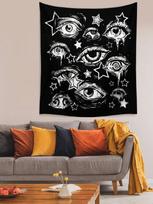 1pc Printed Abstract Star And Eyes Wall Backdrop Tapestry Suitable For Bedroom Home Party And Concert Decor Hippie Hip-hop Style 100X70CM