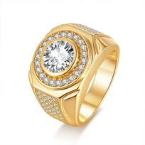 Moissanite 2CT Halo Men's Signet Ring S925 Silver 18K Gold/White Gold Plated Anti-fade Luxury Daily Wear GRA Certified Comfort 8