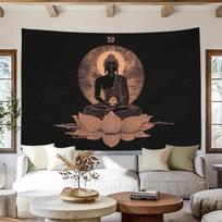 Zen Friendly Buddha Pattern Canvas Wall Hanging 100% Polyester Living Room Bedroom Office Outdoor Wall Decor Meditation Space 100X70CM