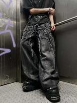 Gothic Retro Oversized Baggy Fit Unisex Mopping Pants Y2K Phantom Jeans High Street Spider Embroidered Patch Hip Hop Streetwear S juoda