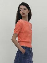Kirsh Small Cherry Cable Crop Short Sleeve Knit [Orange] 1