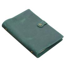 Genuine Leather A5 Ring Binder Spiral Journal Refillable 100 Sheets Blank Kraft Paper Notebook for College Student Business (Green,A5) žalia