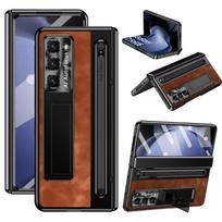 Leather Bracket Pen Slot with Stylus Fold6 Fold7 Case for Samsung Galaxy Z Fold 8 ultra 7 6 5 4 Glass Screen Film Hinge Protection Cover For Galaxy Z Fold 8 ultra ruda