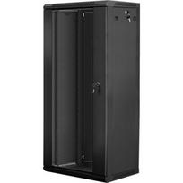 Lanberg Sieninis stovas WF01-6427-10B, 27U, 600mm, 450mm, 60kg, IP20, stiklinės durys, 2 ventiliatorių angos