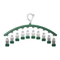 Non-slip 10 Clips Sock Drying Rack Stainless Steel Clothes Drying Hanger  Laundry Room žalia