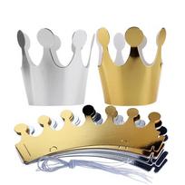 (Nikita) 10 vnt Vaikų suaugusiųjų gimtadienio kepurių kepuraitės kronprinco princesės vakarėlio dekoravimo popierius One Size sidabras