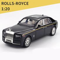 1/20 „Scale Royce Diecast“ automobilio modelio žaislas, patraukiama atgal žaislinė transporto priemonė su garsu ir šviesa vaikams, mažiems berniukams, mergaitėms, dovanų kolekcija 1/20-27.5x9x7.5cm juoda