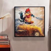 DIY Diamond Painting Kung Fu Chicken Cross Stitch Kit Mosaic Art Diamond Painting Full Circle/Square Diamond Home Decoration Round 25x25cm
