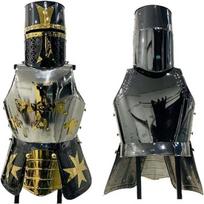 Jacket With Helmet Stainless Steel Templar Half Body Armor Suit Knight Fully Wearable Suit Armour Costume, Adult