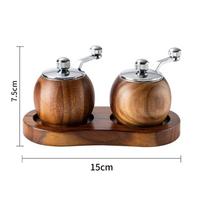 2pcs Manual Pepper Grinder Ceramic Core Sea Salt Pepper Shakers Wooden Handle Hand-Cranked Spice Seasoning Mill for Steak BBQ