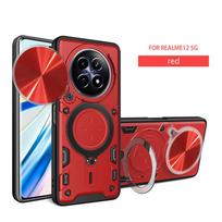 Dėklas OPPO Realme 12 5G, slankiojantis objektyvo kameros apsauginis šarvuotas telefono dėklas Realmi 12 Realme12 5G, magnetinis metalinis žiedo laikiklis, dangtelis For OPPO Realme 12
