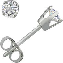 Jewels Prim 1/3 ct Natūralių deimantų vinukai, įsodinti į 14K baltąjį auksą, sertifikuoti AGS 15MM sidabras