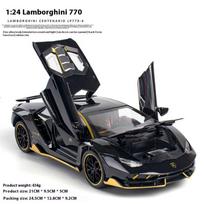 1/24 Scale Lamborghini LP770-4 Super Muscular Sports Car Alloy Metal Diecast Computer Desktop Ornament Automotive Interior Gift Box juoda