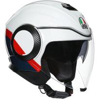 AGV šalmas Orbyt Block perlų baltos/mėlynos/raudonos spalvos