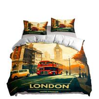 Lietingas Londonas Klasikinis antklodės užvalkalų komplektas Karališko Dvigubo Didelio Dvigubo Pilno Viengulio Dydžio Lovos Patalynės Komplektas 135x200cm
