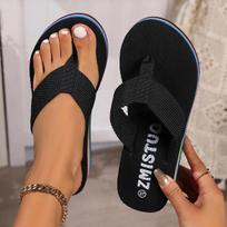 Fashion Women Rainbow Slippers Comfortable High Heels Flip Flop Wedge Shoes Women Summer Outdoor Sandals Platform Slippers Slides Women 36 juoda