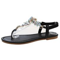 Fashion Fashion Women Flip-flops Sandals for Women 2024 Luxury Rhinestone Flat Shoes Ladies Designer Beach Shoes Light Roman Sandalias 36 juoda