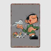 Gaston Lagaffe At The Office Gray Metal Sign Pub Mural Create Wall Plaque Tin Sign Posters 20x30cm（7.8x11.8inch）