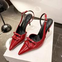 Fashion Women's High Heels Casual Slingback Pointed Sandals  Sexy 2025 Designer High Heels Summer Party Luxury 35 raudona
