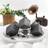Polished Sub-Graphite Stone Cube Ornament - Creative Holiday Desktop Decoration 4cm Single