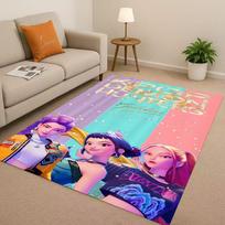 2026 New Cartoon Kpop Demon Hunters Zoey Rumi Mira Living Room Non-Slip Area Rug Carpet for Bedroom Playroom Sofa,Home Doormat 60cm x 90cm