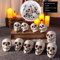 10 Pcs Halloween Decors Realistic Looking Skulls Gothic Human Skeleton Head Decorations For Haunted House Party Holiday One Size