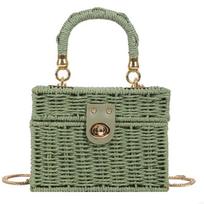 28gd Fashionable Square Straw Bag Crossbody Purses Basket Purse For A Statement Look žalia