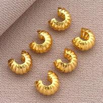 10Pcs 4Mm 18K Copper Plated Genuine Golden Thick Silvery Pattern Crescent End Buckle, Diy Jewelry Making Accessories auksas
