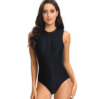 Cross-border Sleeveless Zipper Thong Bodysuit: Women's Competition Surf Suit S juoda