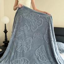 Luxurious Chiffon Butterfly Jacquard Throw Blanket Velvet Nap Blanket Office Shawl Comfortable Blanket Warm Sofa Blankets for Bed Quilt  70cmX100cm