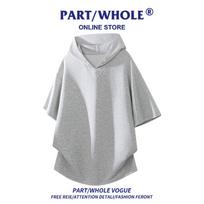 PART/WHOLE Men's Oversized Hooded Short-Sleeve T-Shirt 2XL viržių pilka spalva