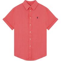 Polo Ralph Lauren SS26 Linen Pointed Collar Pony Embroidered Button Short Sleeve Shirt Women shirts 211A92158-003 S