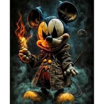 Disney Diamond Painting Steampunk Style Mickey Mouse Illustration 5D DIY Rhinestone Diamond Embroidery Crossstitch, Home and Wedding Decorations Round 20x30cm