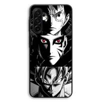 Case For Samsung Galaxy A57 Sangoku Naruto Luffy one piece Dragon Ball Z black and white background Maniacase juoda