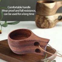 Natural Wood Wooden Cup Hand Carving Wooden Tea Cup Kuksa Wooden Camping Mug  Camping 1#