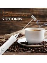 Wireless Rechargeable Electric Milk Frother - 3 Speeds, Handheld Foam Maker for Latte, Cappuccino, Hot Chocolate - USB Rechargea balta