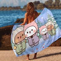 1pc Bubu And Dudu Beach Towel Cartoon Cute Summer Kids Large Bath Pool Beach Towel Microfiber Absorbent For Swimming Travel W30*H60(CM)