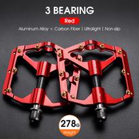 WEST BIKING Bicycle Pedal Three Bearing MTB Road Bicycle Pedal Aluminum oy Anti Slip Universal Bicycle Accessories raudona