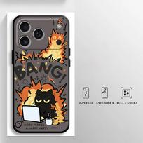 Case for Apple iPhone 17 Pro Max 16 XR XS MAX Air 12 13 14 11 15 Pro 7 8 Funda Phone Cover Creative Label Black Cat iPhone 12