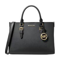 MICHAEL KORS Charlotte Letter Logo Artificial Leather Shoulder Crossbody Handbag Medium Women's Black juoda