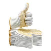 Labor Protection Cotton Gloves, Yellow Dot Glue 12 Pairs, White Gloves Thickened Wear-Resistant Non-Slip Work Gloves