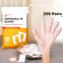 Xinzhi Disposable Gloves, Individually Wrapped, 200 Pairs, Food-Grade Upgraded Thickened Gloves, PE Kitchen And Household Cleaning Gloves