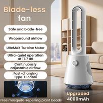 2026 Bladeless Electric Tower Fan Ultra Quiet Air Purification Circulation 3000mAh Rechargeable for Dormitory Desk Floor balta