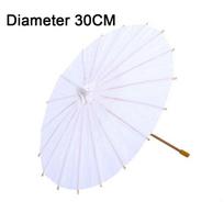 for Baby Shower Long-handle Handmade Photography Prop Paper Umbrella Dance Prop Painting Supplies 20CM-white