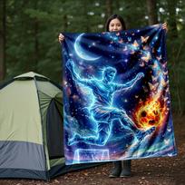 1pc Galactic Soccer Dream Flannel Blanket,Ultra Soft Warm Plush Throw for Home Bedroom Bed Sofa Cover Office Travel Picnic. MT071021 75cm x 95cm