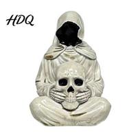 Meditating Grim Reaper for Secret Room Halloween Skull Light Spooky Gothic Style Ornament Waterproof Decorative Light Crafts Showcase Indoor balta